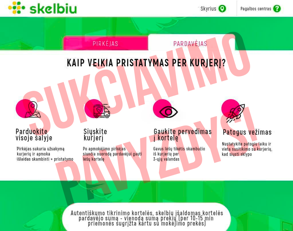 sukčiavimo pavyzdys, pirkimas internetu, saugumas, pardavimas internetu